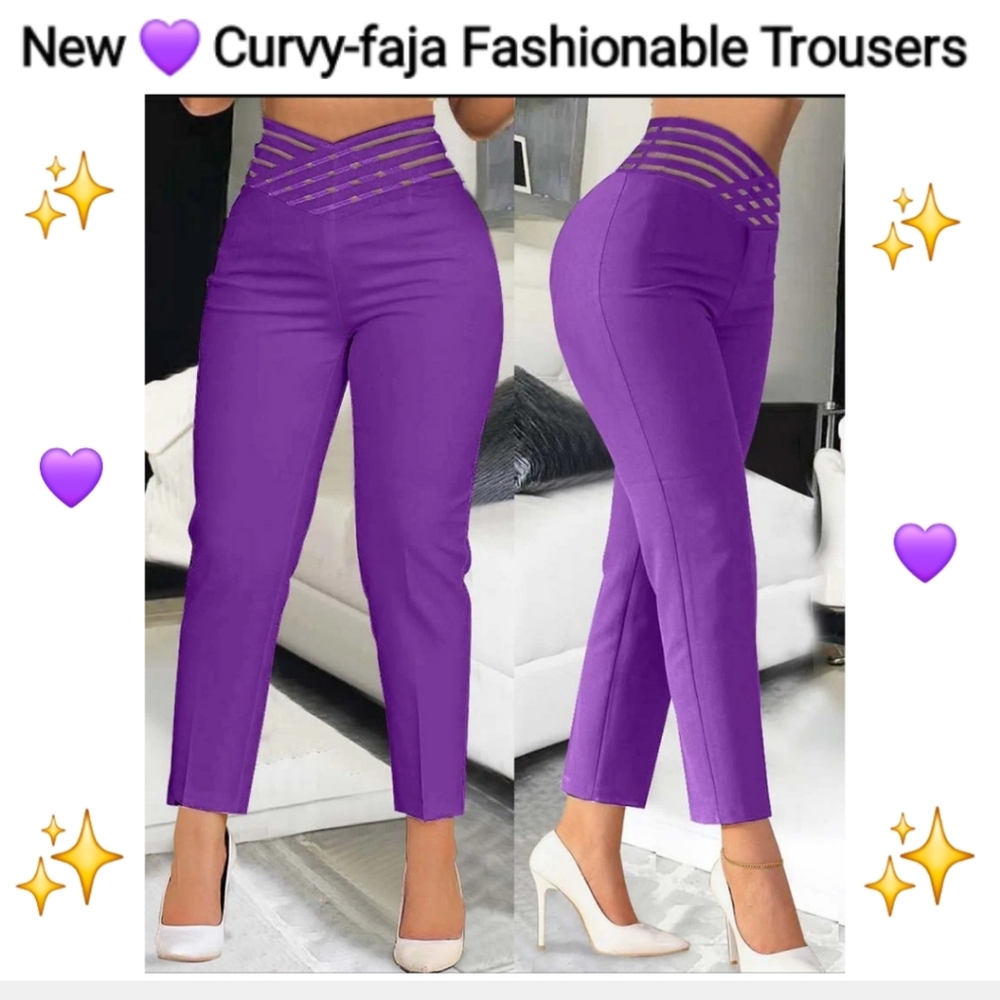 Curvy-faja Fashionable Purple Women's Trousers Size L